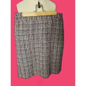 Tahari ASL Women's Straight Boucle Skirt 6 Wool Blend Brown/Gold,